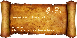 Gemeiner Henrik névjegykártya